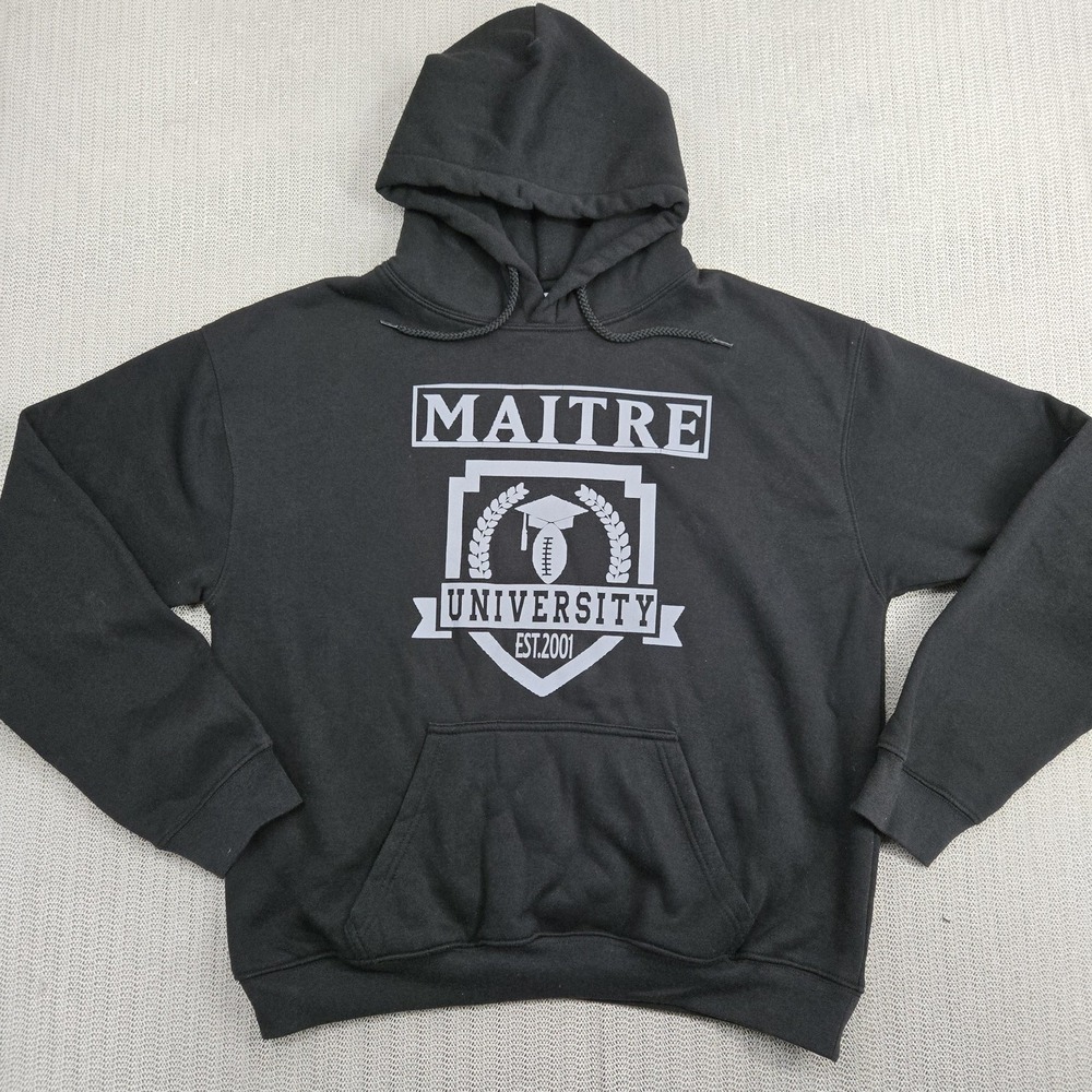 Maitre University Coach Hoodie Sweatshirt Mens Large Black Football Epic Sports